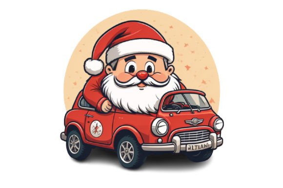 Download Cute Santa with Car Illustration Design - Car illustration Collection