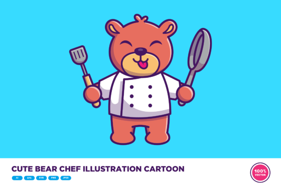 Download Cute Bear Chef Illustration Cartoon - Premium Resources