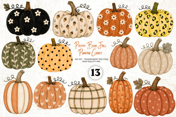 Download Preppy Boho Fall Pumpkin Clipart - Pumpkin clipart Collection