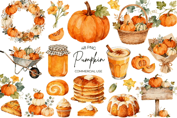 Download Watercolor Pumpkin Clipart Autumn Fall - Pumpkin clipart Collection