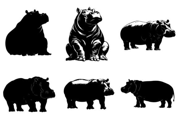 Download Hippo Vector Silhouette Set - Hippo vector Collection