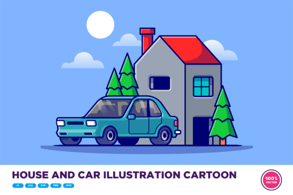 Download House and Car Illustration Cartoon - Car illustration Collection